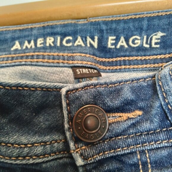 American Eagle 'Stretch Kick Boot' Distressed Split Front Hem Very Cute!  Sz 6 - Picture 3 of 8